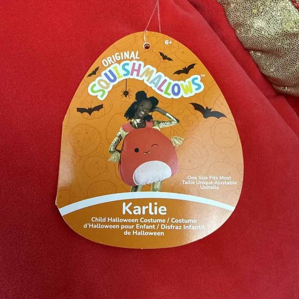 Squishmallows Karlie The Devil Deluxe Kids Costume Red Gold Halloween